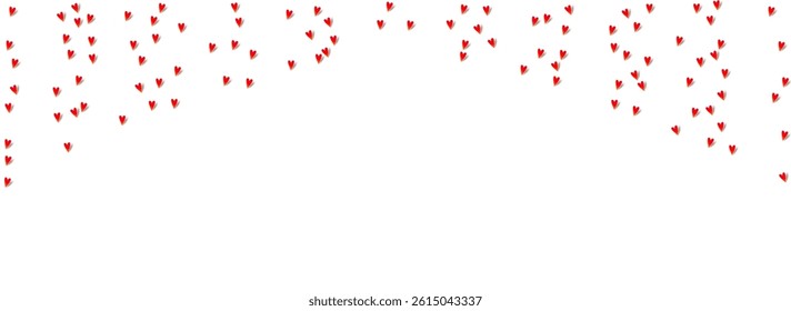 Burgundy Hearts Vector Panoramic White Backgound. Valentine Papercut Concept. Red Romantic Heart Illustration.