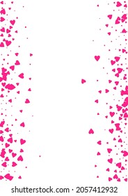 Burgundy Hearts Vector White Backgound. Visual Heart Poster. Pink Romance Papercut Banner.
