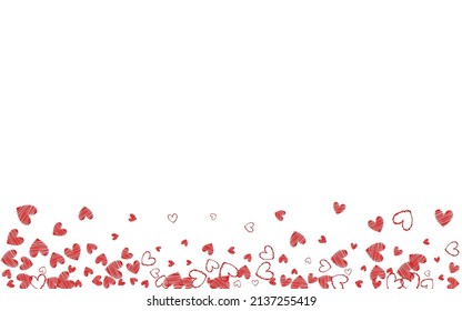 Burgundy Hearts Vector White Backgound. Decoration Confetti Illustration. Red Falling Papercut Border.