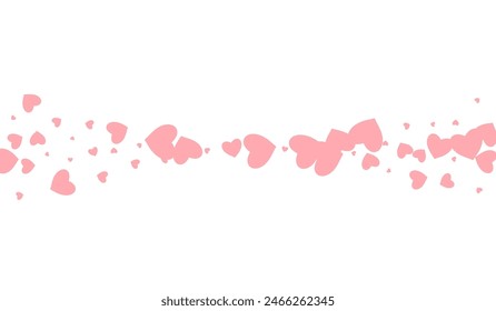 Burgundy Hearts Vector White Backgound. Romance Heart Pattern. Pink Decoration Confetti Template.
