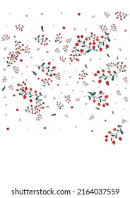 Burgundy Herb Background White Vector. Rowan Agriculture Card. Green Foliage School. Object Illustration. Leaves Season.