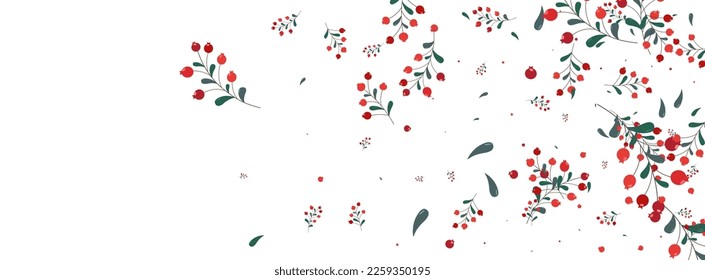 Burgundy Herb Background White Vector. Berries Vibrant Frame. Green Leaf Poster. Modern Texture. Foliage Decorative.