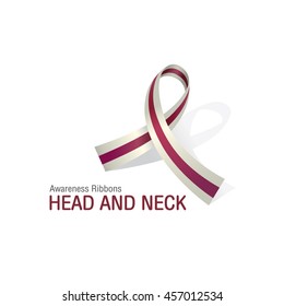 The Burgundy and ivory Awareness ribbons of Head and Neck cancer
Vector illustration.
