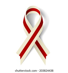 Burgundy And Ivory Ribbon As Symbol Of Head And Neck Cancer