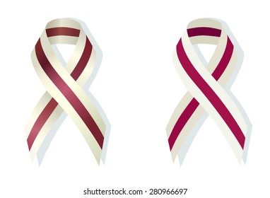 Burgundy and ivory ribbon symbolizing the problems Head and Neck Cancer awareness