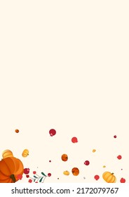 Burgundy Leaves Background Beige Vector. Pumpkin Park. Yellow Vibrant Set. Nature Card. Green Leaf Picking Banner.
