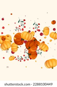 Burgundy Leaves Background Beige Vector. Plant Thanksgiving. Green Foliage Template. Farm Card. Yellow Rowan Park Border.