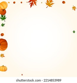 Burgundy Leaves Background Light Vector. Orange Graphic Template. Colorful Leaf Halloween Set. Rowan Fall. Food Texture.