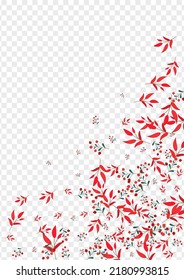 Burgundy Leaves Background Transparent Vector. Foliage Backdrop Design. Green Herb. Red Leaf Agriculture. Elm Frame.