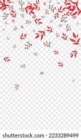 Burgundy Leaves Background Transparent Vector. Berries Poster Texture. Green Herb. Red Foliage Wood. Outline Frame.