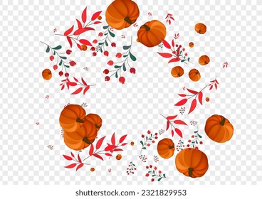 Burgundy Leaves Background Transparent Vector. Red Pattern Texture. Orange Pumpkin Halloween Banner. Rowan Cozy. Autumn Illustration.