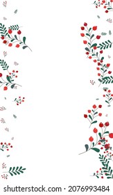 Burgundy Leaves Background White Vector. Herb Label Design. Red Leaf Floral. Outline Set. Rowan Decor.