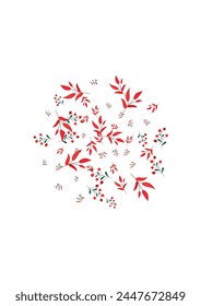 Vector blanco de fondo de las hojas de Borgoña. Plantilla dibujada en hoja. Bayas verdes. Naturaleza de hierbas rosas. Textura de dibujos animados.