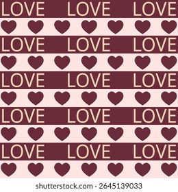 Burgundy Love Stripe Pattern. Perfect for art and crafts, digital paper, fabric printing, textile printing, packaging, scrapbooking, gift wrap, background and more.

