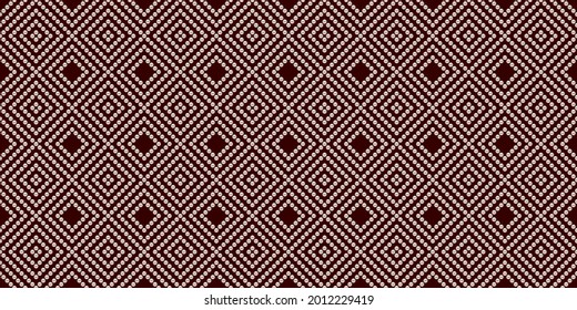 Burgundy luxury background with small beads and rhombuses. Seamless vector illustration. 