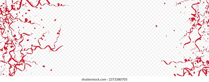 Burgundy and Luxury Spiral Swirl Vector Panoramic Transparent Background. Isolated Confetti Illustration. Serpentine Carnival Invitation. Yellow Festive Branch.