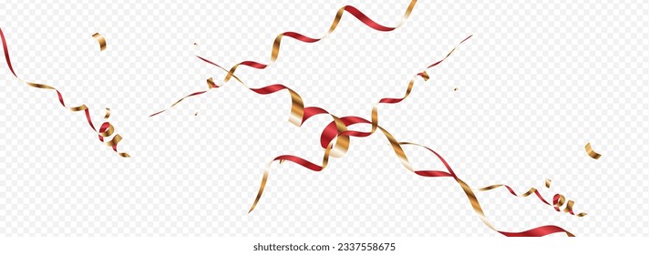 Burgundy and Luxury Star Christmas Vector Panoramic Transparent Background. Paper Streamer Illustration. Confetti Anniversary Poster. Yellow Celebration Design.