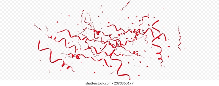Burgundy and Luxury Star Swirl Vector Panoramic Transparent Background. Decoration Ribbon Design. Streamer Paper Poster. Red and Gold Happy Template.