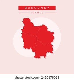 Burgundy map vector silhouette illustration isolated on white background. France region. Burgundy map. French territory.