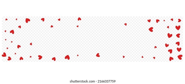 Burgundy Papercut Vector Panoramic Transparent Backgound. Romance Confetti Poster. Red Valentine Heart Wallpaper.
