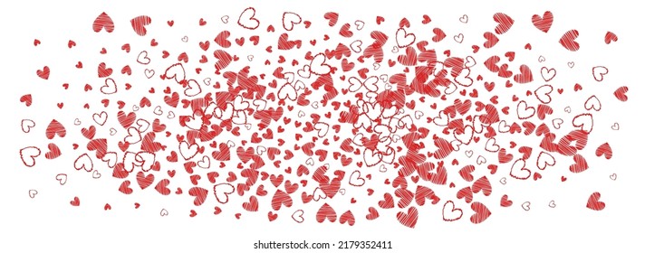 Burgundy Papercut Vector Panoramic White Backgound. Visual Hearts Postcard. Maroon Color Cut Heart Template.