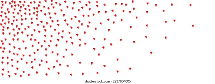 Burgundy Papercut Vector Panoramic White Backgound. Fly Hearts Concept. Pink Happy Heart Postcard.