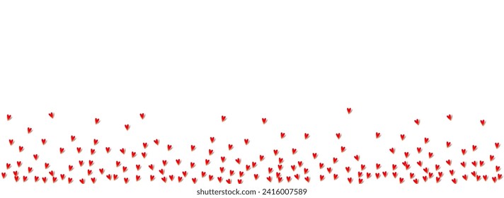 Burgundy Papercut Vector Panoramic White Backgound. Romance Hearts Banner. Pink Happy Heart Frame.