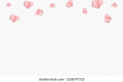 Burgundy Papercut Vector Transparent Backgound. Wedding Heart Poster. Pink Love Confetti Banner.