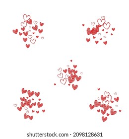 Burgundy Papercut Vector White Backgound. Romance Confetti Concept. Maroon Color Paper Hearts Poster.
