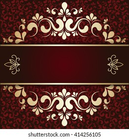 Burgundy pattern with gold lace ornament
