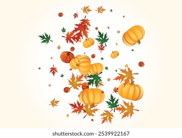 Burgundy Pumpkin Background Light Vector. Red Picking Banner. Colorful Vegetable Print Frame. Leaf Park. Healthy Set.
