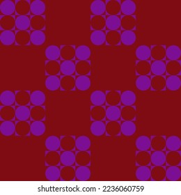 Burgundy and Purple Seamless Checkered Pattern With Circles