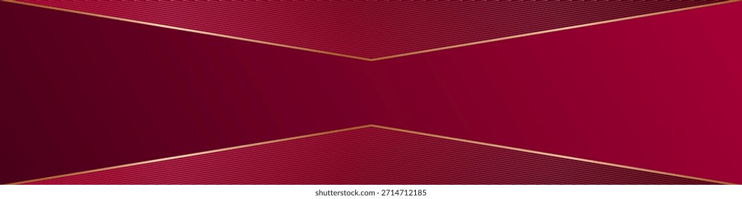 Bandeira abstrata vermelha borgonha com quadros triangulares e linhas de ouro, padrão geométrico moderno, ângulos	