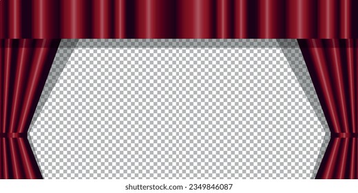 Burgundy red curtain background for theather shows, stand-up comedy and presentations, dark velvet texture.