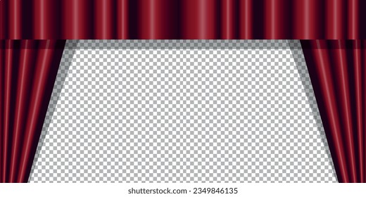 Burgundy red curtain background for theather shows, stand-up comedy and presentations, dark velvet texture.