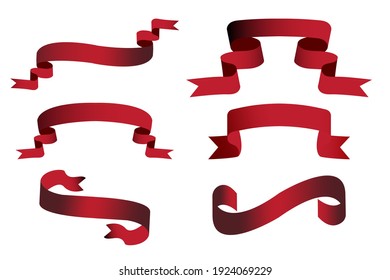 Burgundy ribbons. Template design. Vector decorative object. Retro textile collection. Stock image. EPS 10.