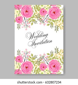 Burgundy rose wedding invitation