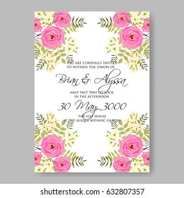 Burgundy rose wedding invitation