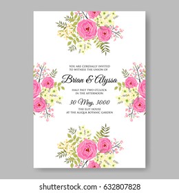 Burgundy rose wedding invitation