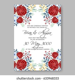 Burgundy rose wedding invitation