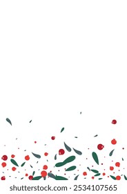 Burgundy Rowan Background White Vector. Leaf Modern Template. Red Leaves Plant. Decor Set. Berries Agriculture.