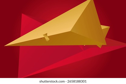 Burgundy Shapes Creative Vector Pink Background. Minimalist Template. Golden Business Triangle Magazine. Modern Design.