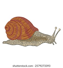 Burgundy snail. Element for design of French cuisine menu, scrapbooking. Vector illustration