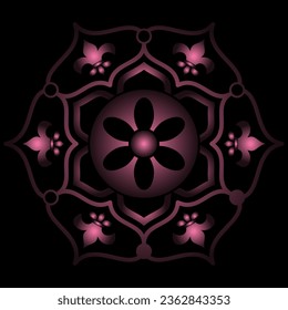 burgundy white snowflake ornament pattern on a black background