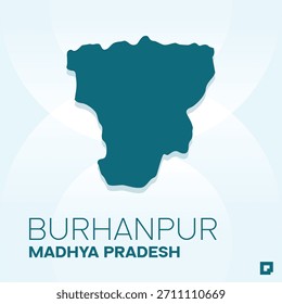 Mapa del distrito de BURHANPUR, Madhya Pradesh, India – Esquema de Vector editable.