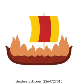 Burial Boat  Flat vector icon which can easily modify or edit 