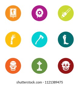 Burial icons set. Flat set of 9 burial vector icons for web isolated on white background