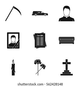 Burial icons set. Simple illustration of 9 burial vector icons for web