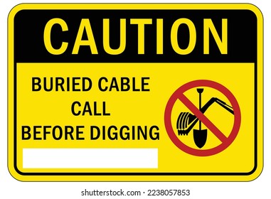 Buried cable warning sign and labels