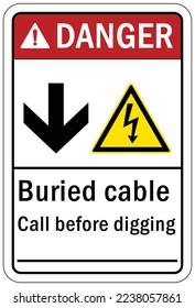 Buried cable warning sign and labels